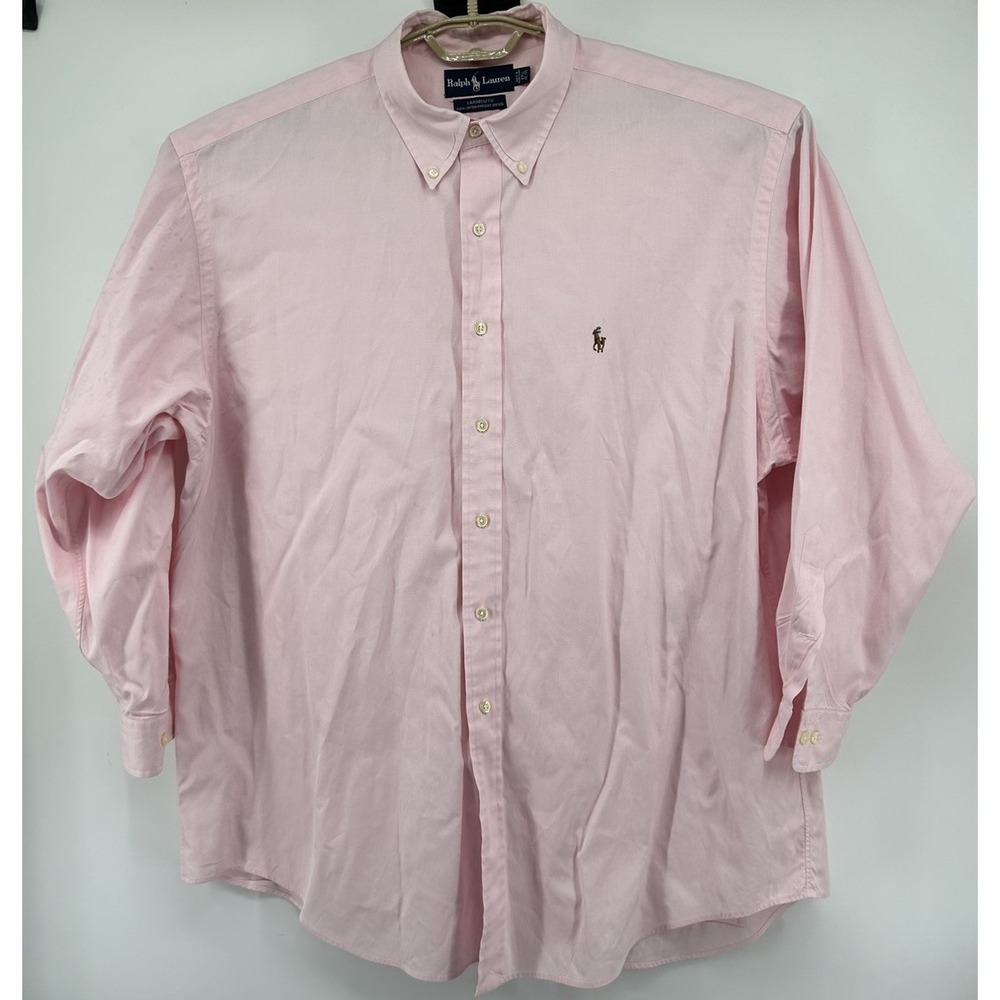 Polo Ralph Lauren Yarmouth Long Sleeve Button Down Dress Shirt Pink 17.5 32/33